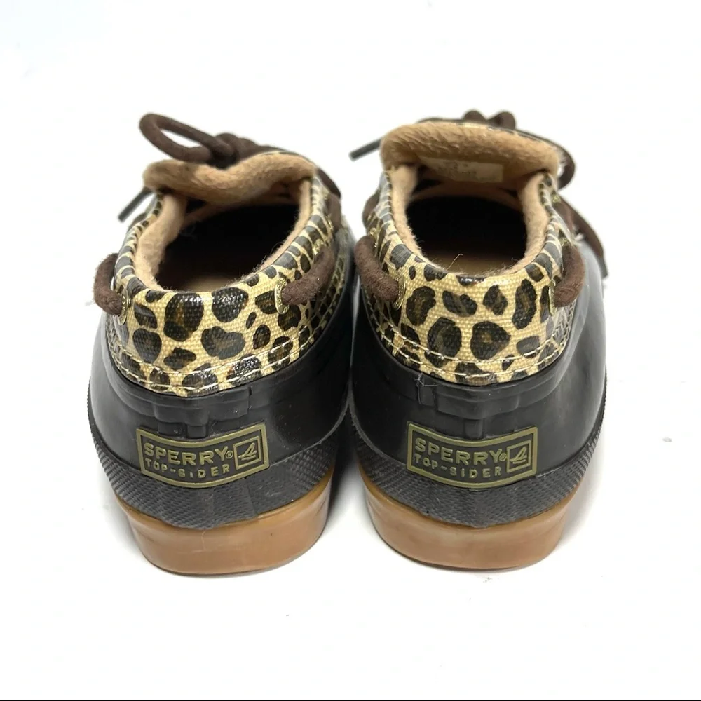 Sperry Top Sider Duck Boots Women’s Size 7 Leopard Print Rubber‎